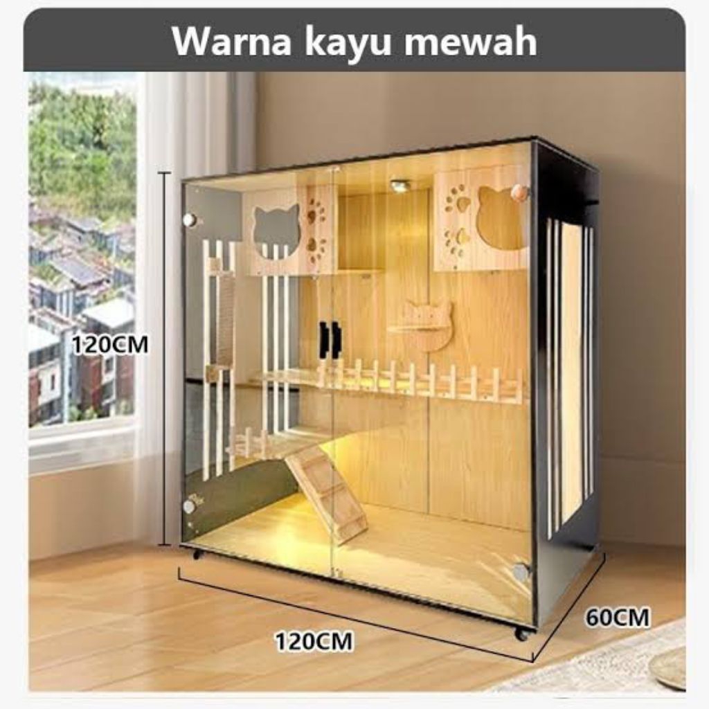 Villa Rumah Istana Kandang Kucing Kayu Mewah