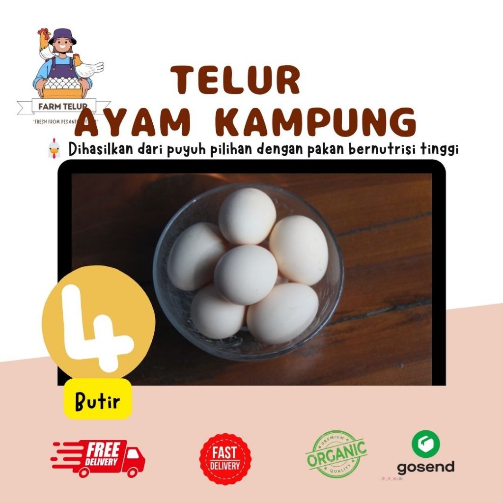 

TELUR AYAM KAMPUNG FRESH ISI 4