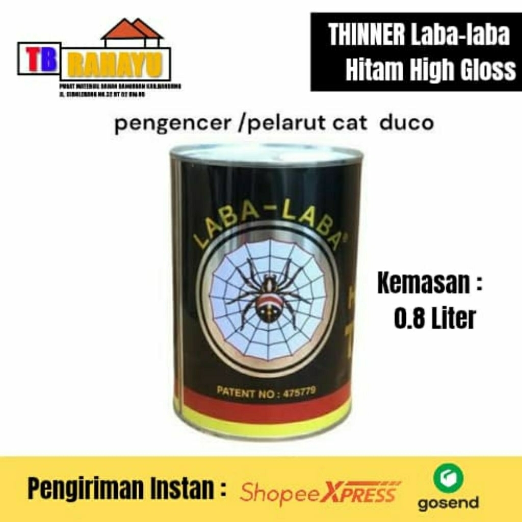 Thinner Laba laba Hitam 0,8 Liter, Pengencer Cat Laba laba Hitam 0,8 Liter