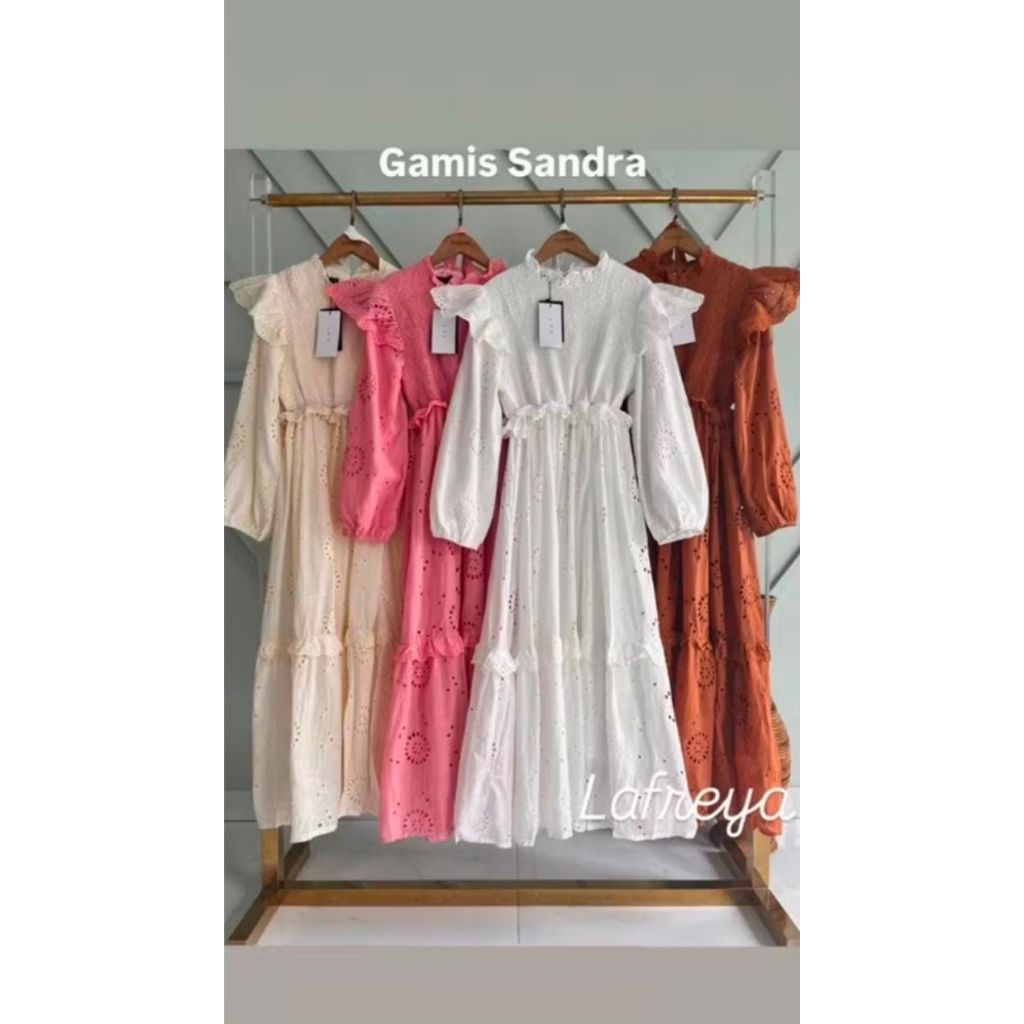 LFY MIDI DRESS GAMIS SANDRA KATUN BOLONG SMOCKED by LAFREYA