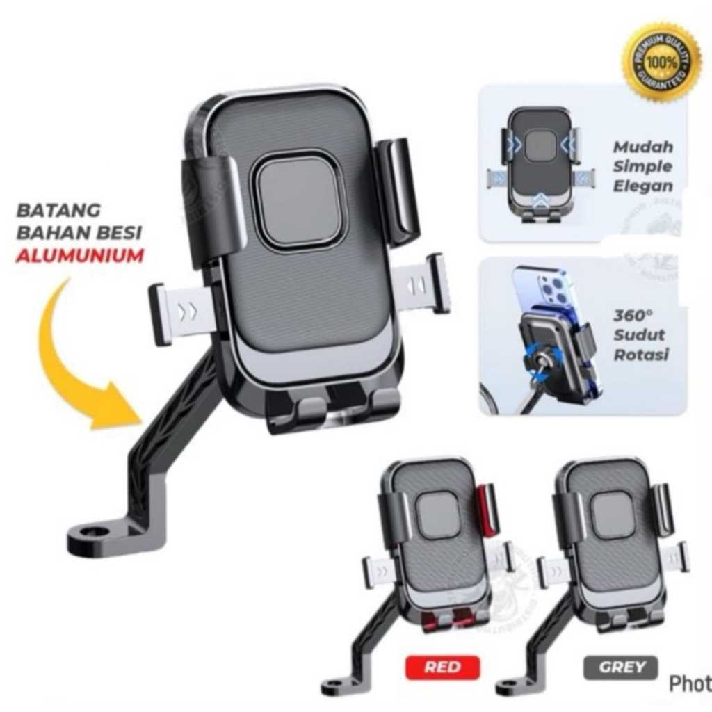 Holder Motor Spion Aluminium XY-089 Holder HP Motor Spion Stand Penyangga Penahan Handphone Dudukan