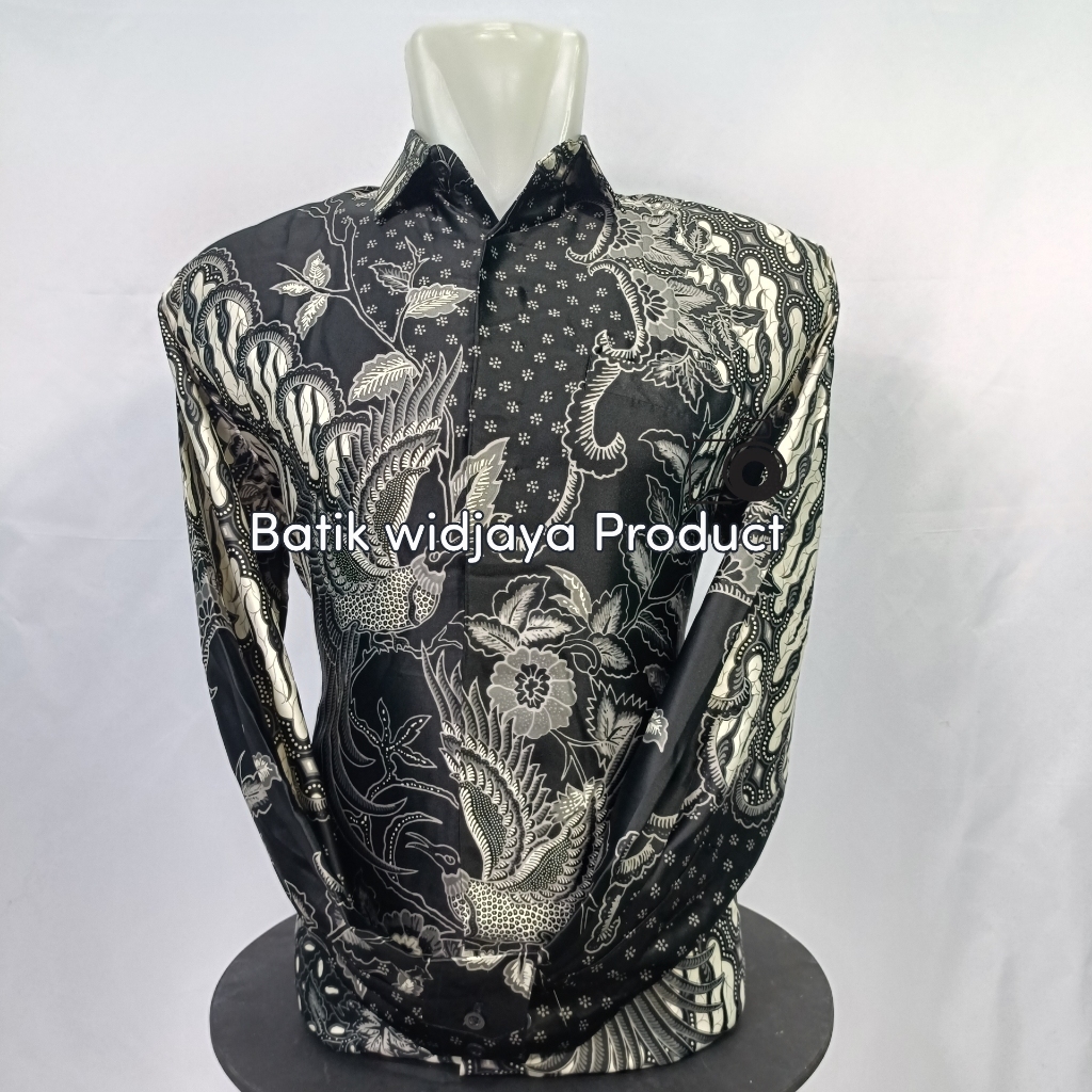 batik pria silky premium lapis furing warna hitam mix silver / batik silky pasangan kebaya silver si