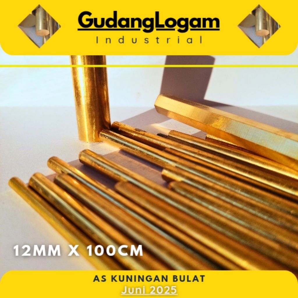 Logam As Kuningan Bulat 12mm × 100cm