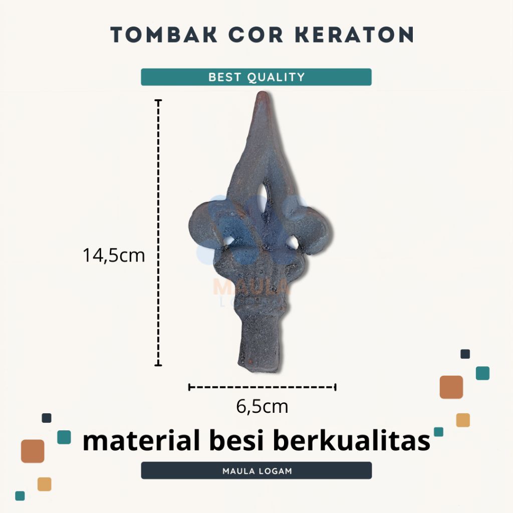 Ornamen pagar tombak besi cor motif keraton