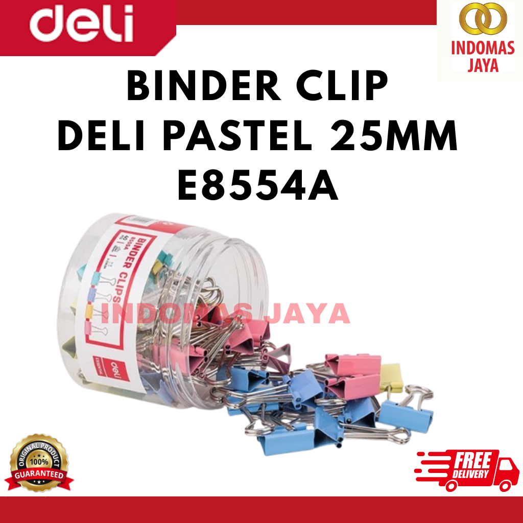 

Deli Binder Clip / Klip Binder / Penjepit Kertas Warna-Warni Pastel 25MM E8554A (HARGA PER PACK)