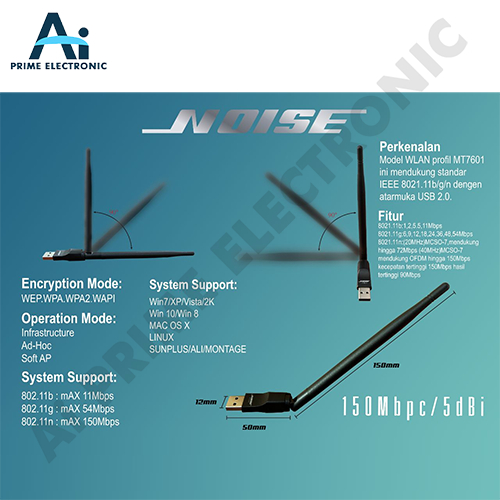 NOISE Dongle Wifi Antena STB MT7601 Penangkap Internet Transmission Reciever