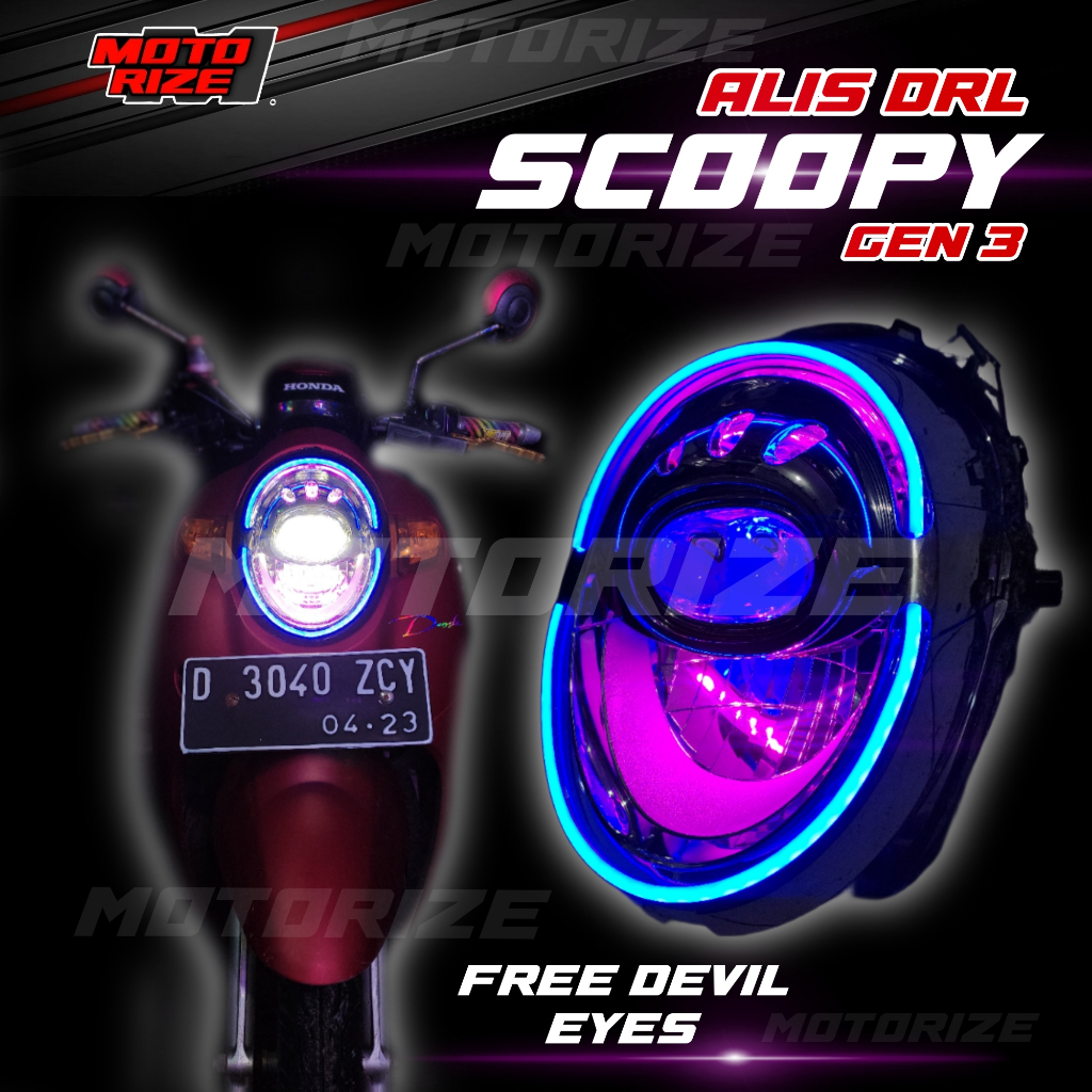 LAMPU LED ALIS DRL SCOOPY DONAT BONUS LED DEVIL EYES SCOOPY 2017 2018 2019