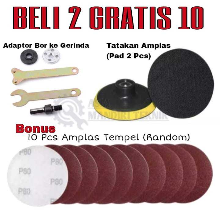 BISA COD NEW PROMO PAKET PAD POLES TATAKAN AMPLAS 2 PCS + AMPLAS BULAT 10 PCS DAN Adapter / Adaptor 