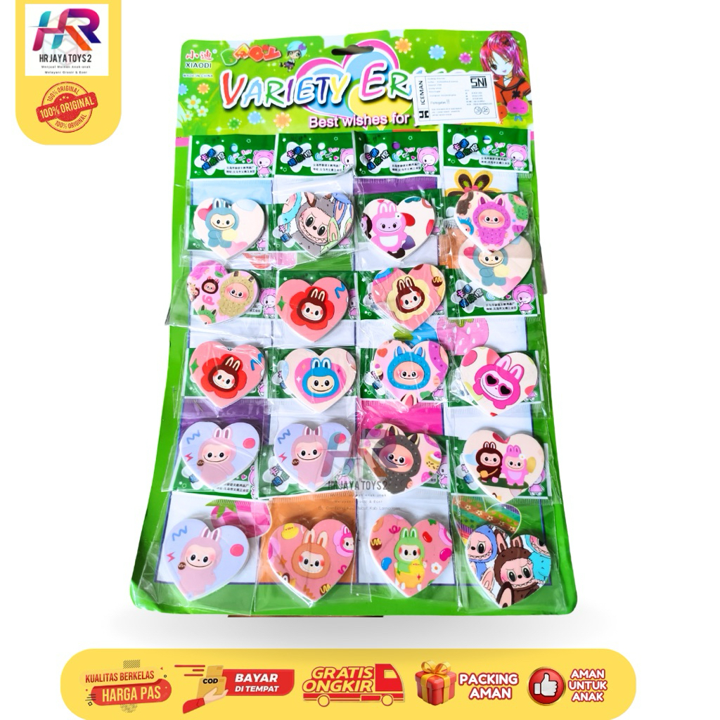 

Isi 20 Variety Eraser - Penghapus Karakter Lucu dan Warna-warni