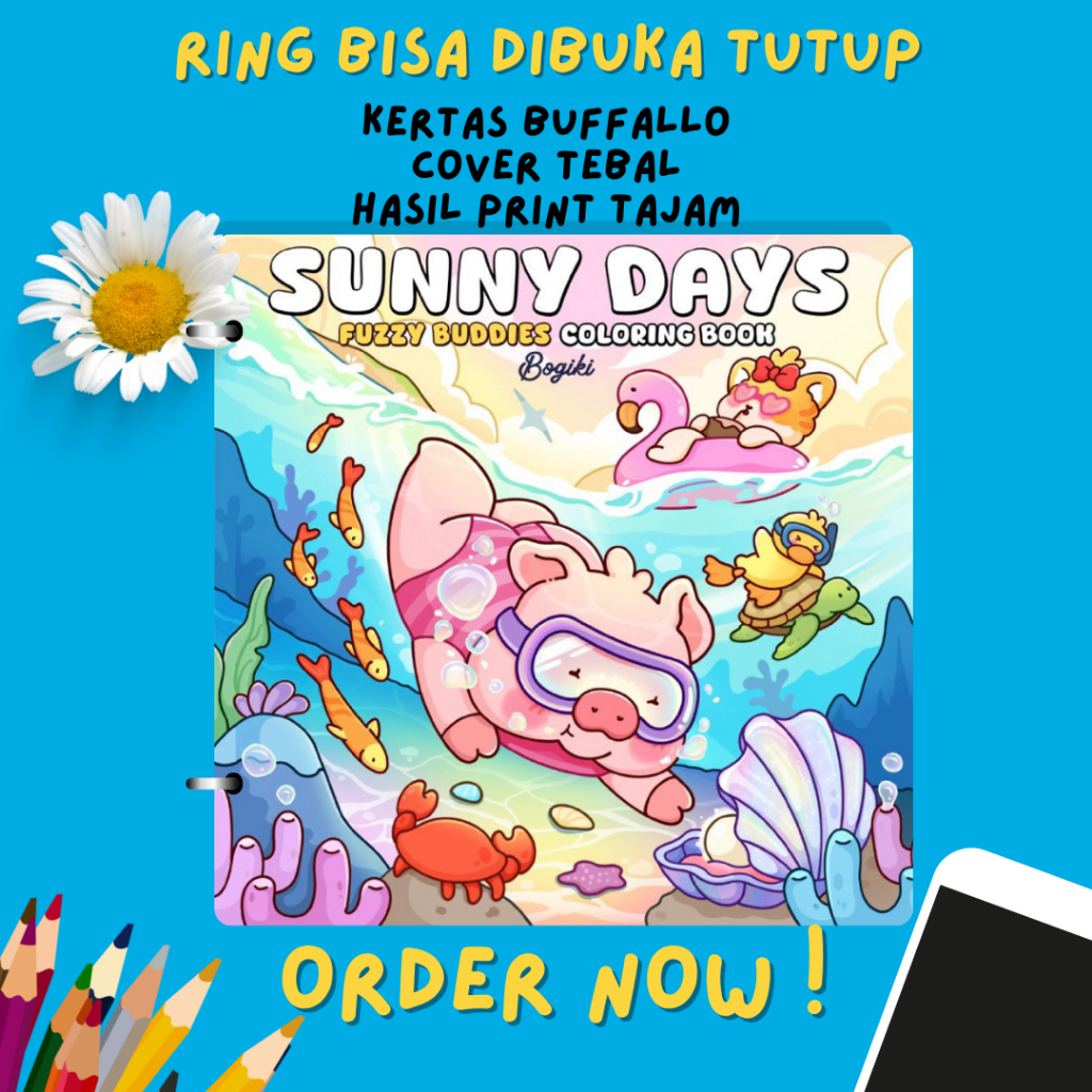 

UNOFFICIAL!! Buku Mewarnai - Sunny Days Coloring Book untuk anak dan dewasa 52 halaman
