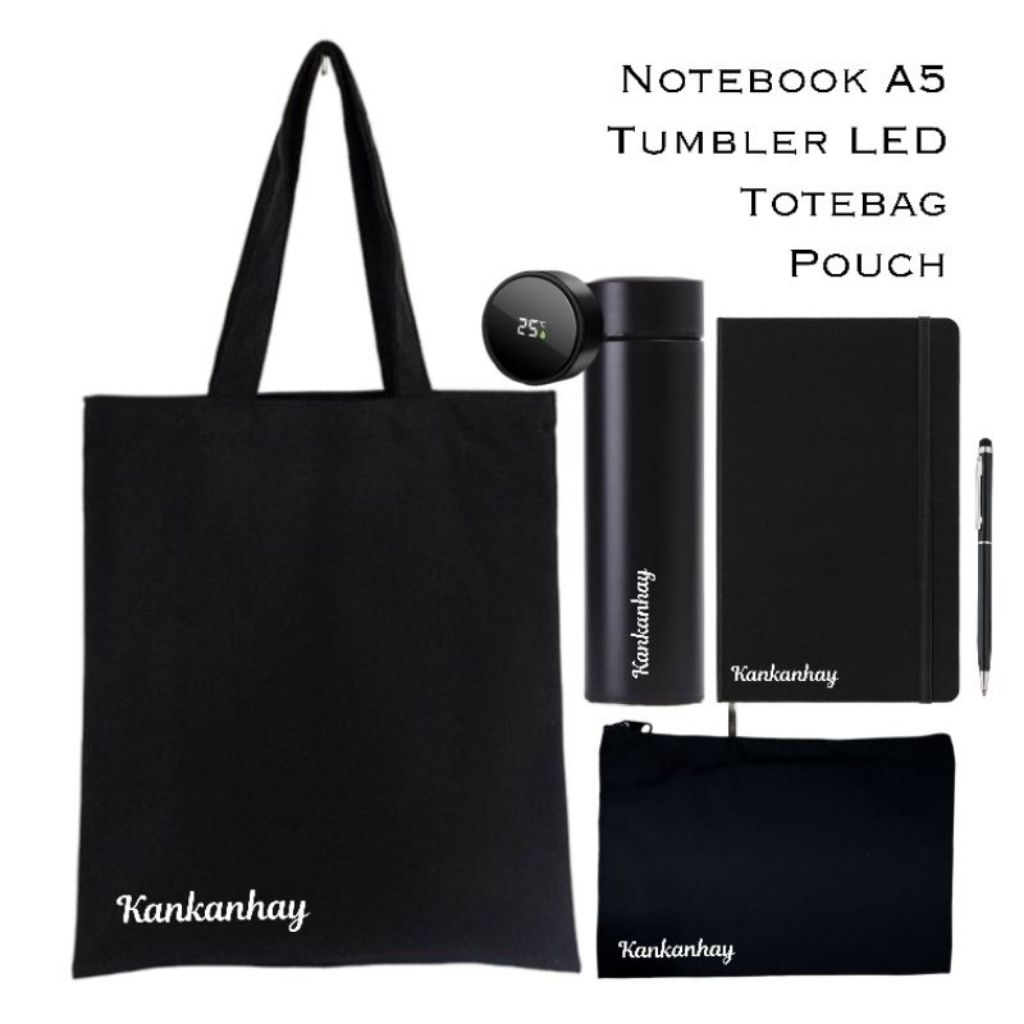 

Hampers Kantor Custom Notebook Tumbler Totebag Premium Souvernir Perusahaan Kado Ulang tahun