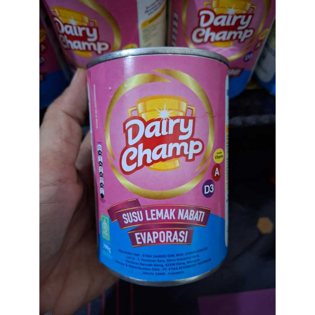 

Susu Lemak Nabati Evaporasi Dairy Champ Kemasan Kaleng 390 gram