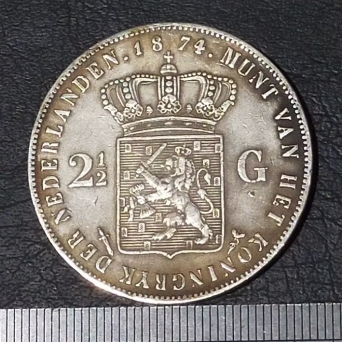 #5. UANG KOIN KUNO || KOIN PERAK || SILVER COIN 2 1/2 G WILLEM 3 TAHUN 1874