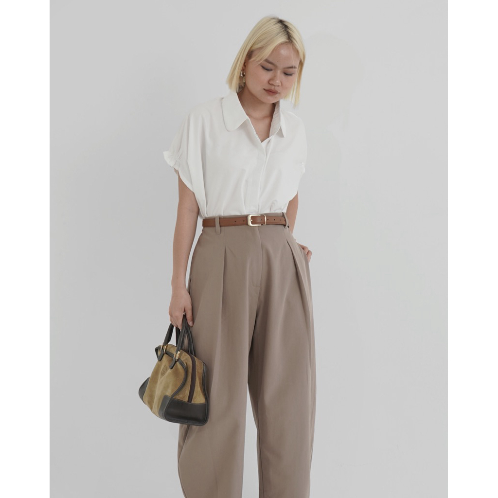 liliousa Blouse korea kemeja lengan pendek wanita korea kemeja lengan pendek formal kemeja lengan pe