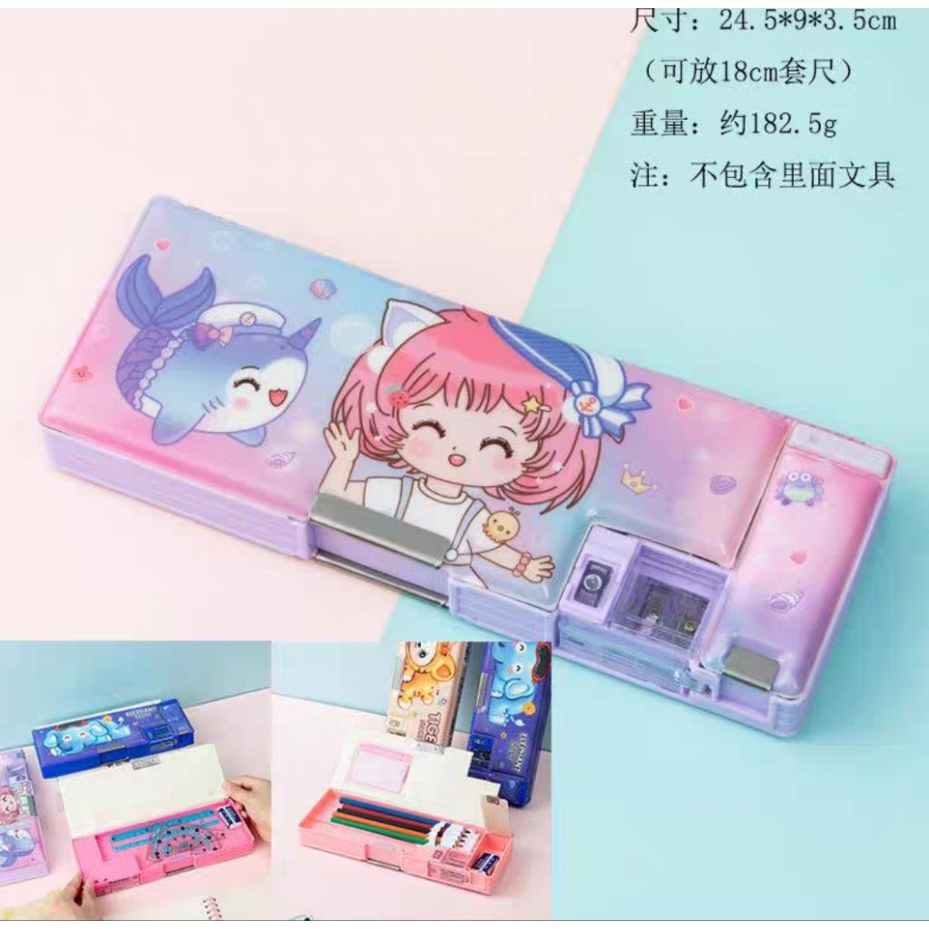 

Kotak pensil magnet 1814-3B/ pencil case double serutan/ tempat pencil boneka cute
