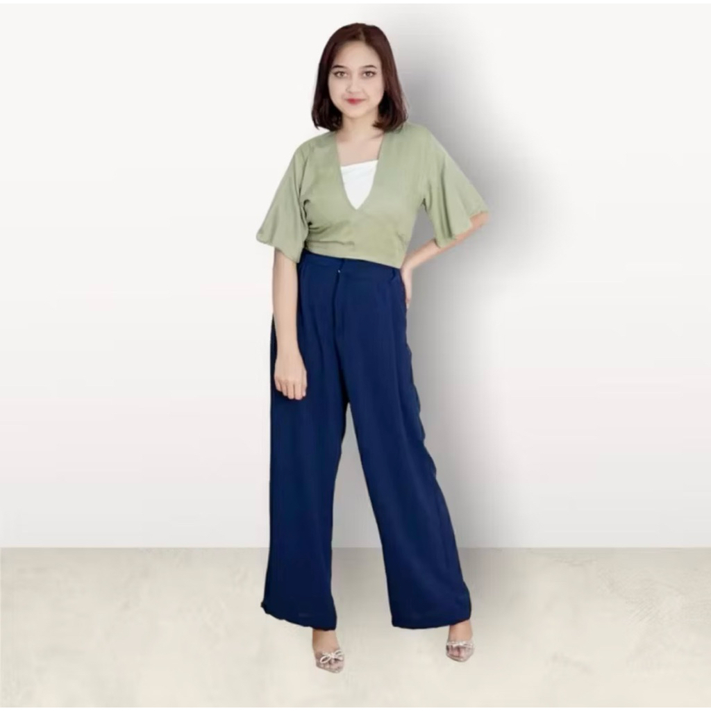 PEVITA RAYON DIAMOND CROP BLOUSE