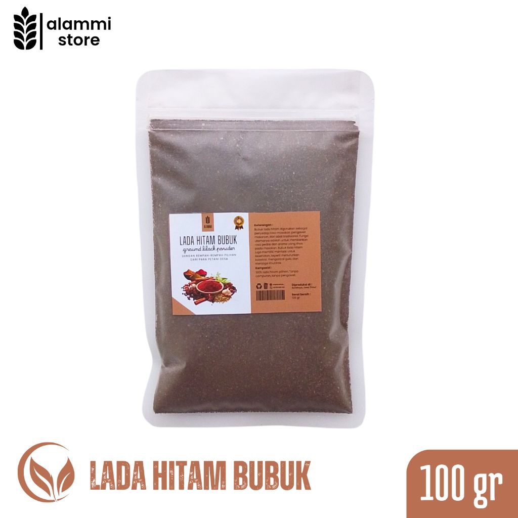 

Bubuk lada hitam Groud Black Powder 100 gr Tanpa Pengawet Tanpa Campuran Tanpa Msg Rempah - Rempah spice Powder merica bubuk