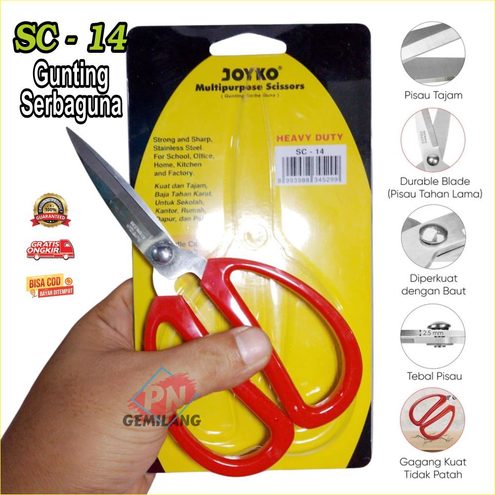 

Gunting JOYKO SC - 14 | Gunting Stainless Steel | Gunting Kodok | Gunting Kain | Gunting SCISSORS