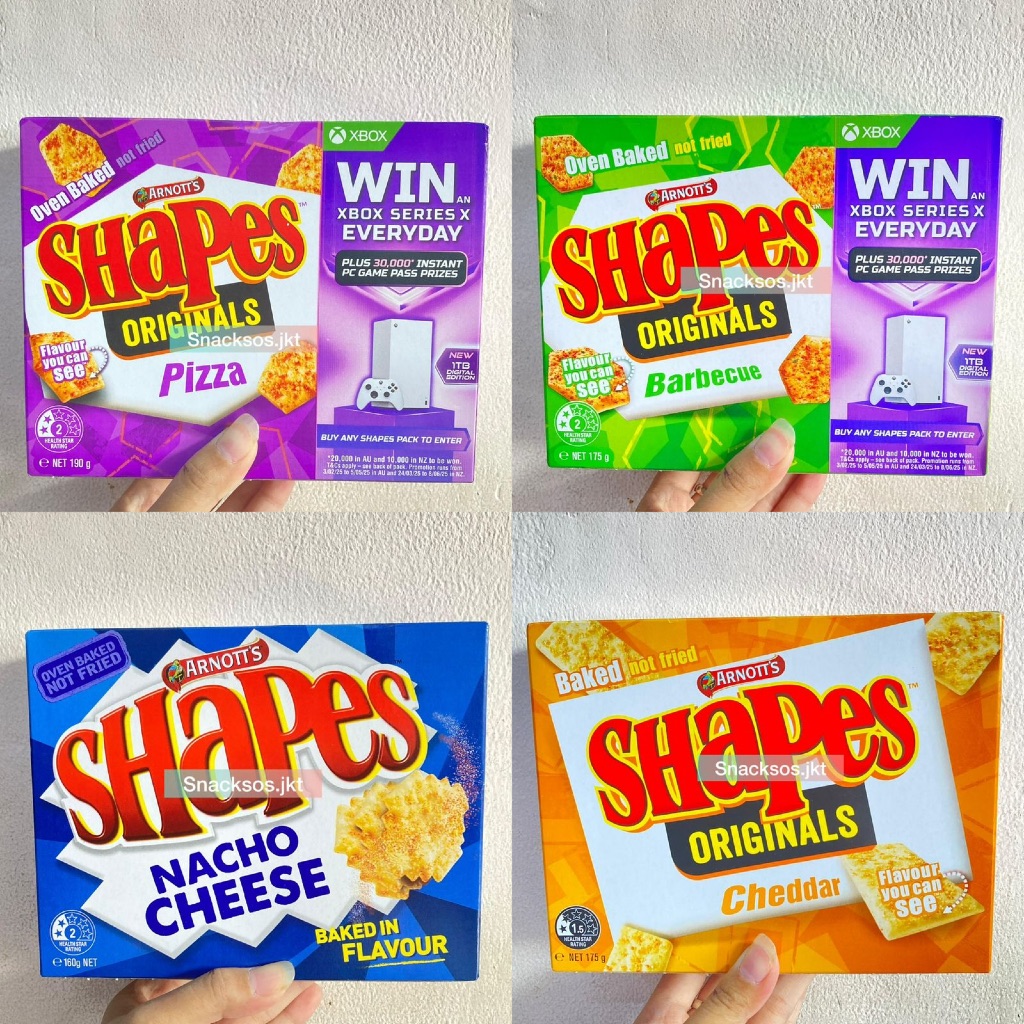 

ARNOTT'S SHAPES NACHO CHEESE / ORIGINAL / BBQ / CHEDDAR / PIZZA - ARNOTTS AUSTRALIA