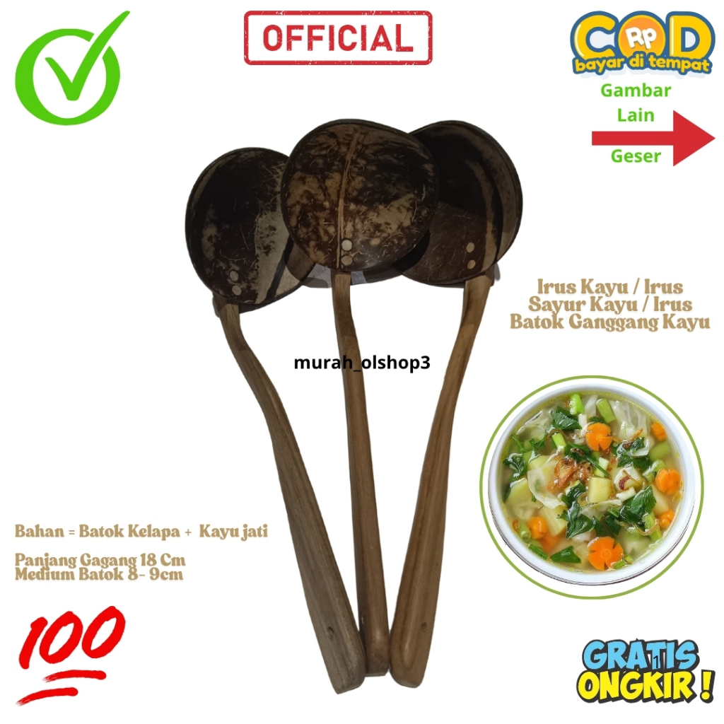 Irus Sayur Panjang, Irus Batok, Irus Murah, Centong Sayur Batok, Irus Tempurung Kelapa