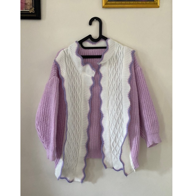 Preloved Atasan Cardigan Rajut Ungu Wanita