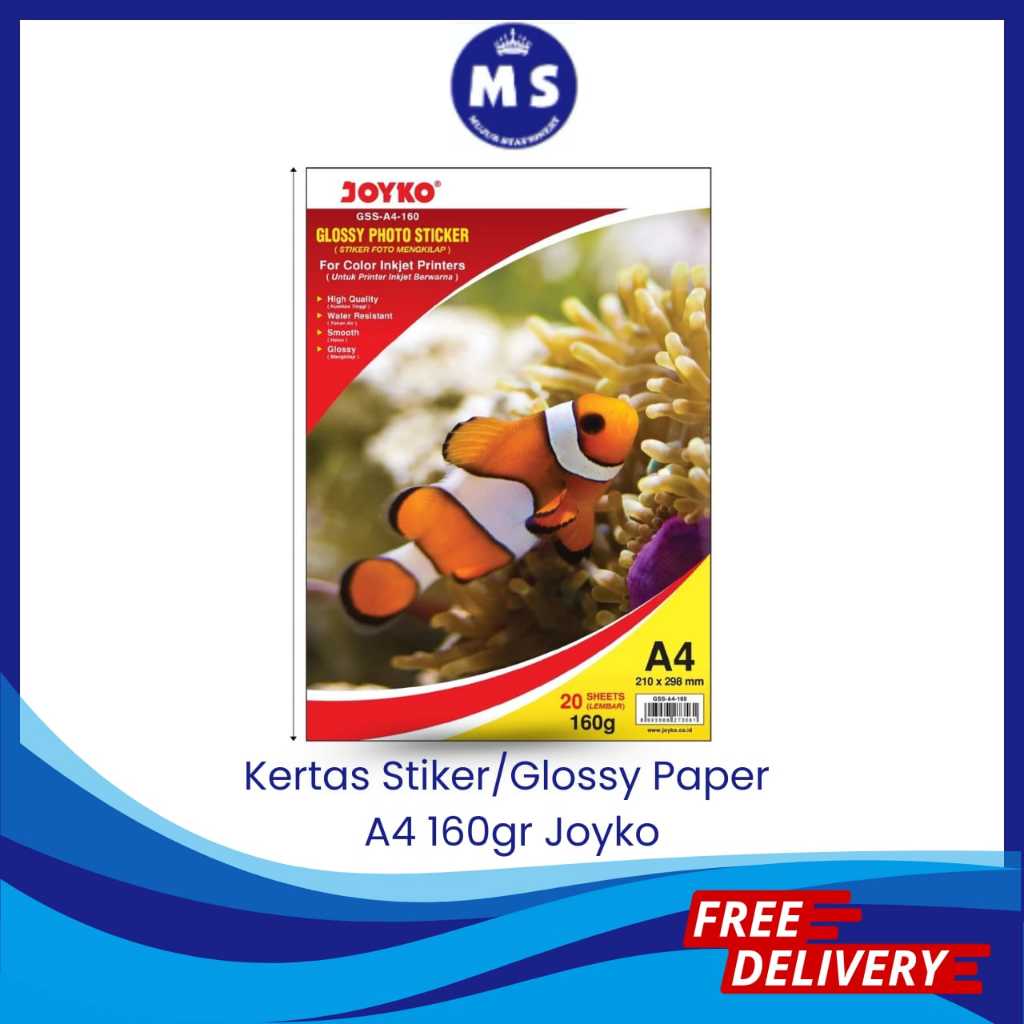 

KERTAS STIKER / GLOSSY PAPER A4 160GR STICKER JOYKO