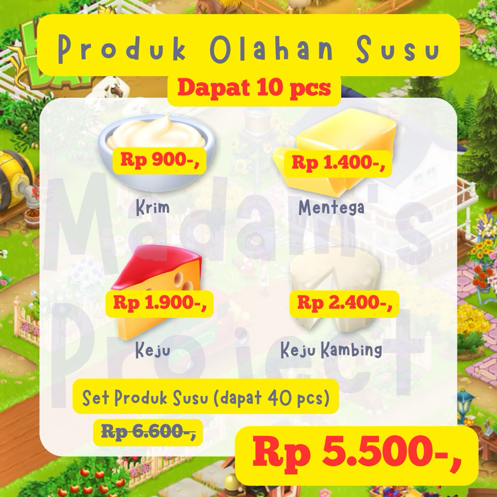 

(10 Pcs) Produk Susu Hayday [Krim, Mentega, Keju, Keju Kambing]
