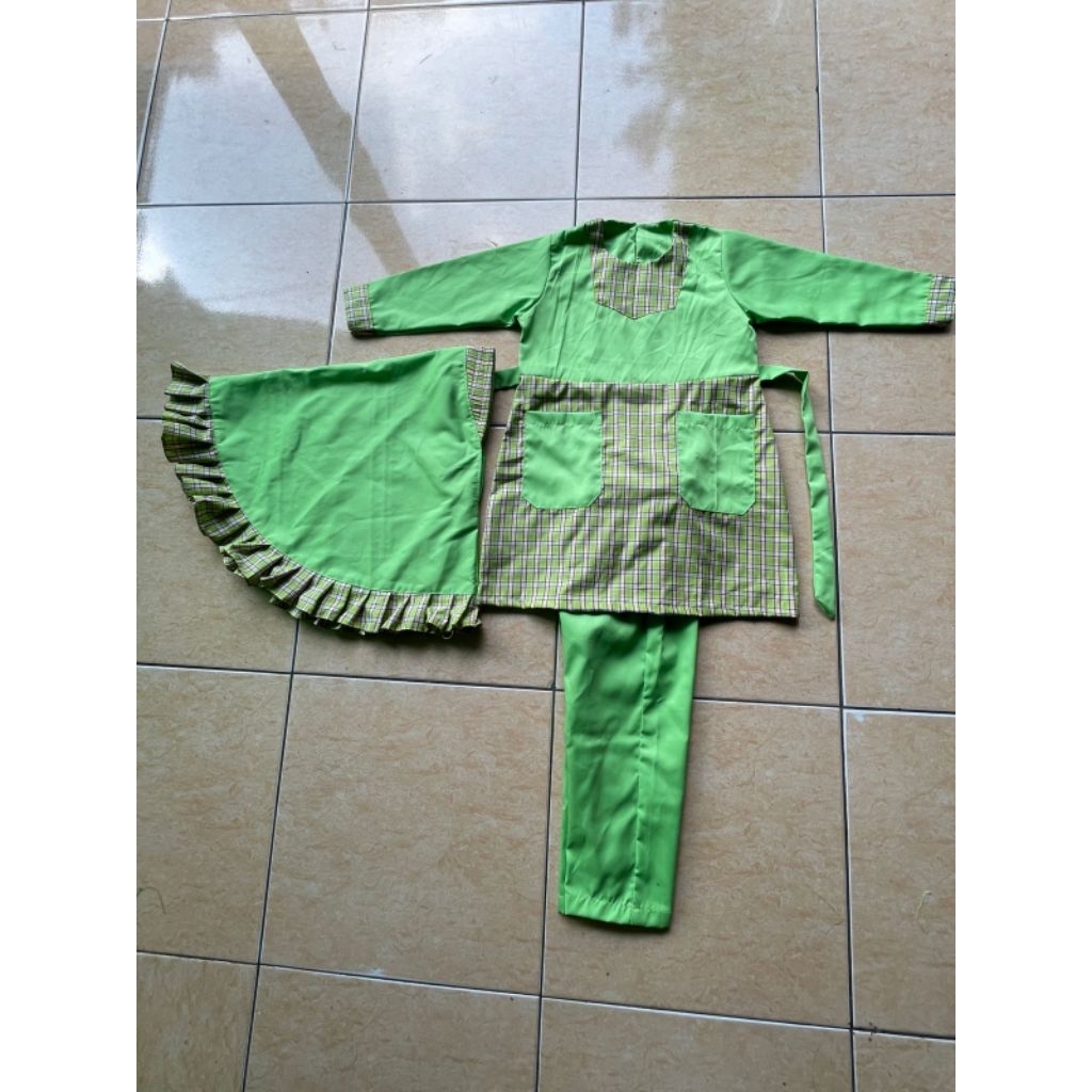 Seragam Kotak Hijau TK/Paud Stelan Baju Paud Kotak Hijau