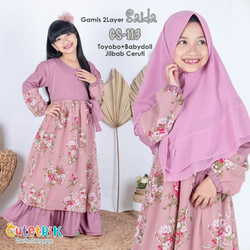 CUTETRIK GAMIS SYARI ANAK PEREMPUAN TANGGUNG 10 11 12 TAHUN GAMIS ANAK REMAJA TANGGUNG SETELAN TUNIK