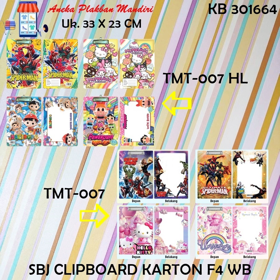 

[1 PCS] SBJ CLIPBOARD KARTON F4 WHITEBOARD PAPAN TULIS