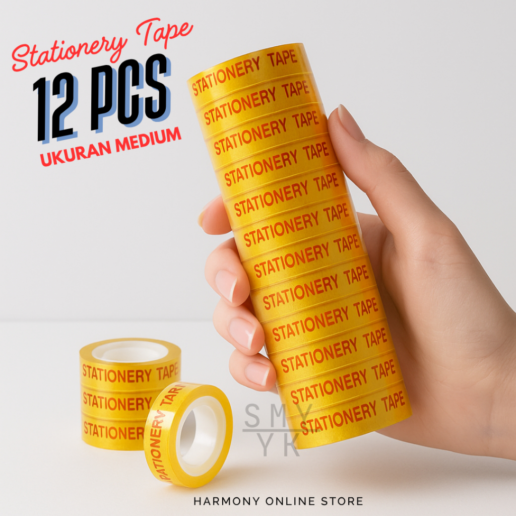 

12 PCS Lakban Bening Kecil Solasi12mm – 12 Lakban Bening 12mm – Stationery Tape Transparan Lakban bening ukuran 12mm - Isolasi Kecil Kado Tuples 1 Slop Isi 12 PCS - Solasi Kecil Kasir 12 MM - Isolasi Kecil Kado Topes Roti 12 PCS 1 Slop