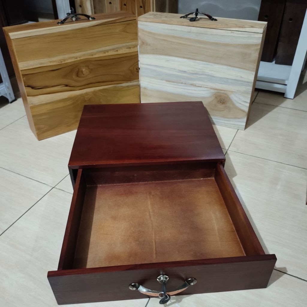 LACI KASIR PORTABLE TANPA SEKAT LACI KASIR KAYU JATI