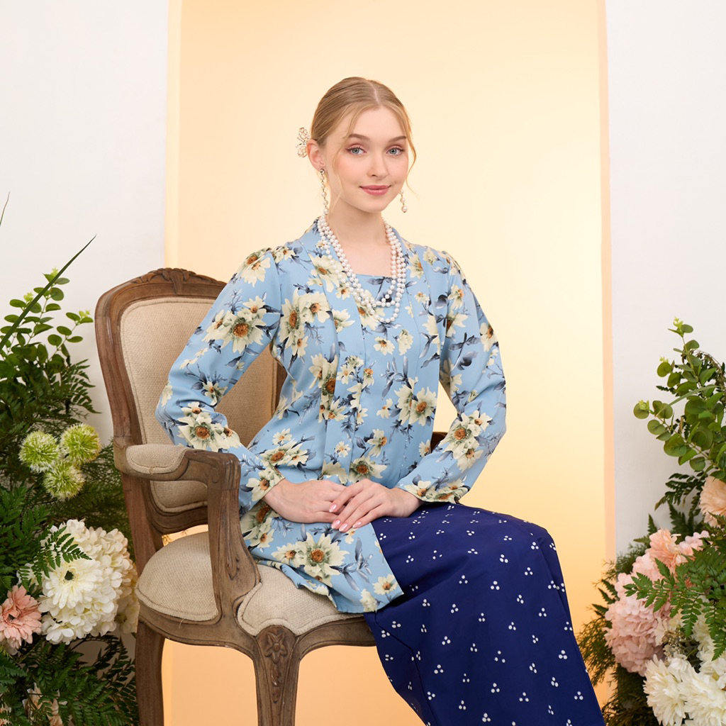 Kebaya Kutubaru Tunik Baby Blue / Kebaya Wisuda Biru Pastel/ Baju Kondangan Jumbo Bigsize