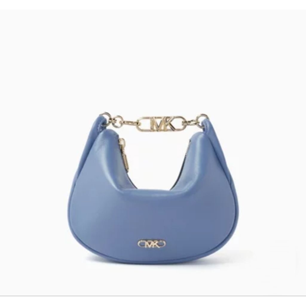 MK KENDALL SMALL LEATHER SHOULDER BAG IN LT CHAMBRAY