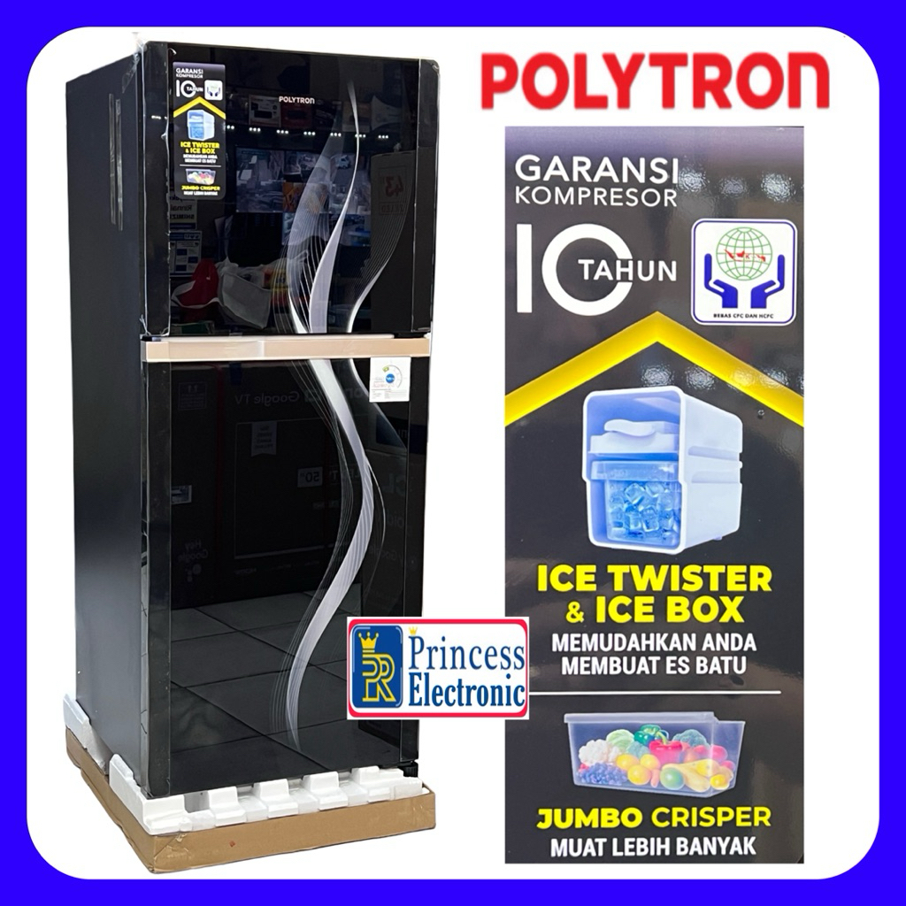POLYTRON Kulkas 2 Pintu PRM 20CLD Glass Door