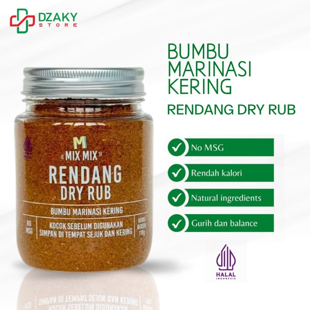 

Mixmix Rendang Dry Rub Bumbu Marinasi Serbaguna No MSG Rendah Lemak Rendah Kalori 110 Gram