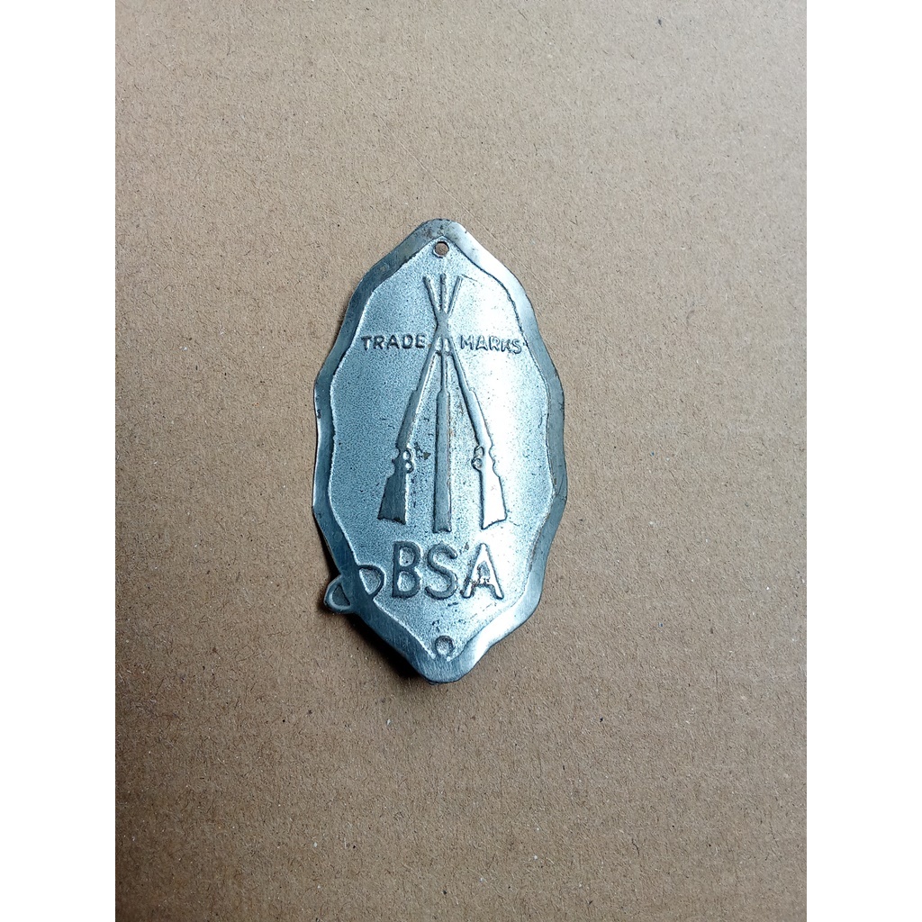Emblem Plat merk sepeda onthel BSA Silver
