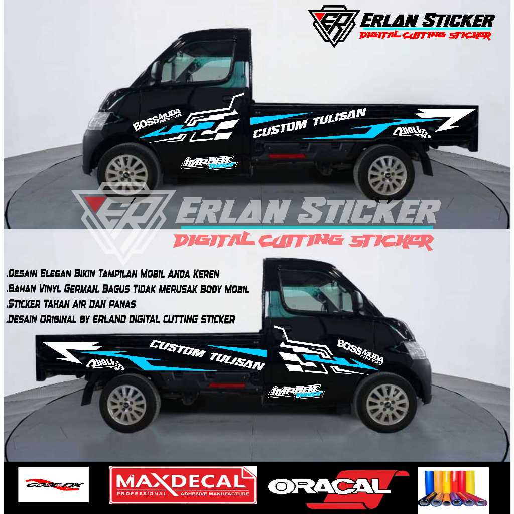 [COD] 2PCS PROMO STIKER CUTTING MOBIL PICK UP DAIHATSU GRANMAX PICK UP BISA RIQUEST KATA KATA