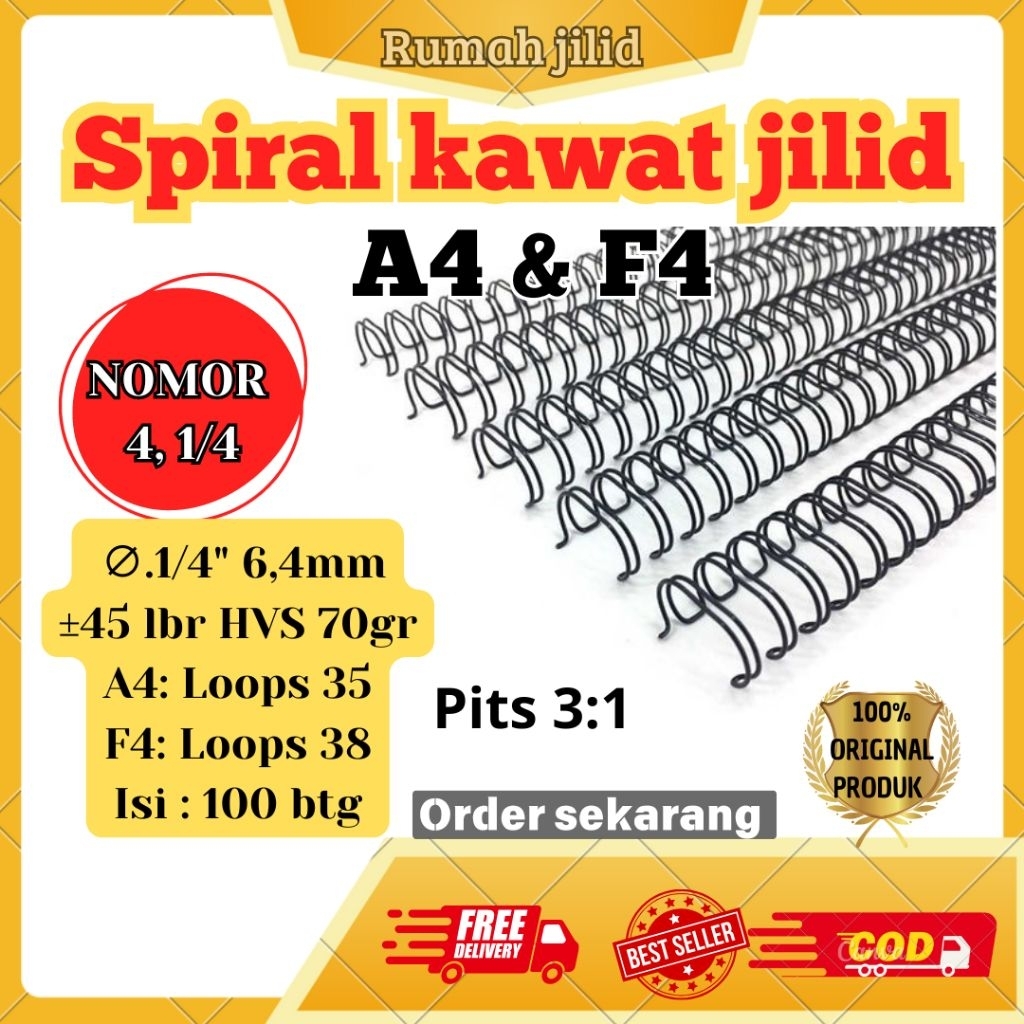 

kawat spiral spiral kawat jilid A4 & f4 isi 100 pcs