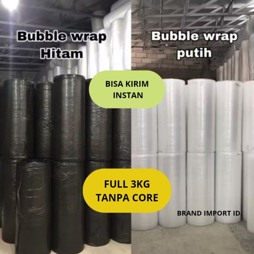 

Bubble wrap Hitam Bening 3kg 125CM X 50METER Tanpa Core Extra