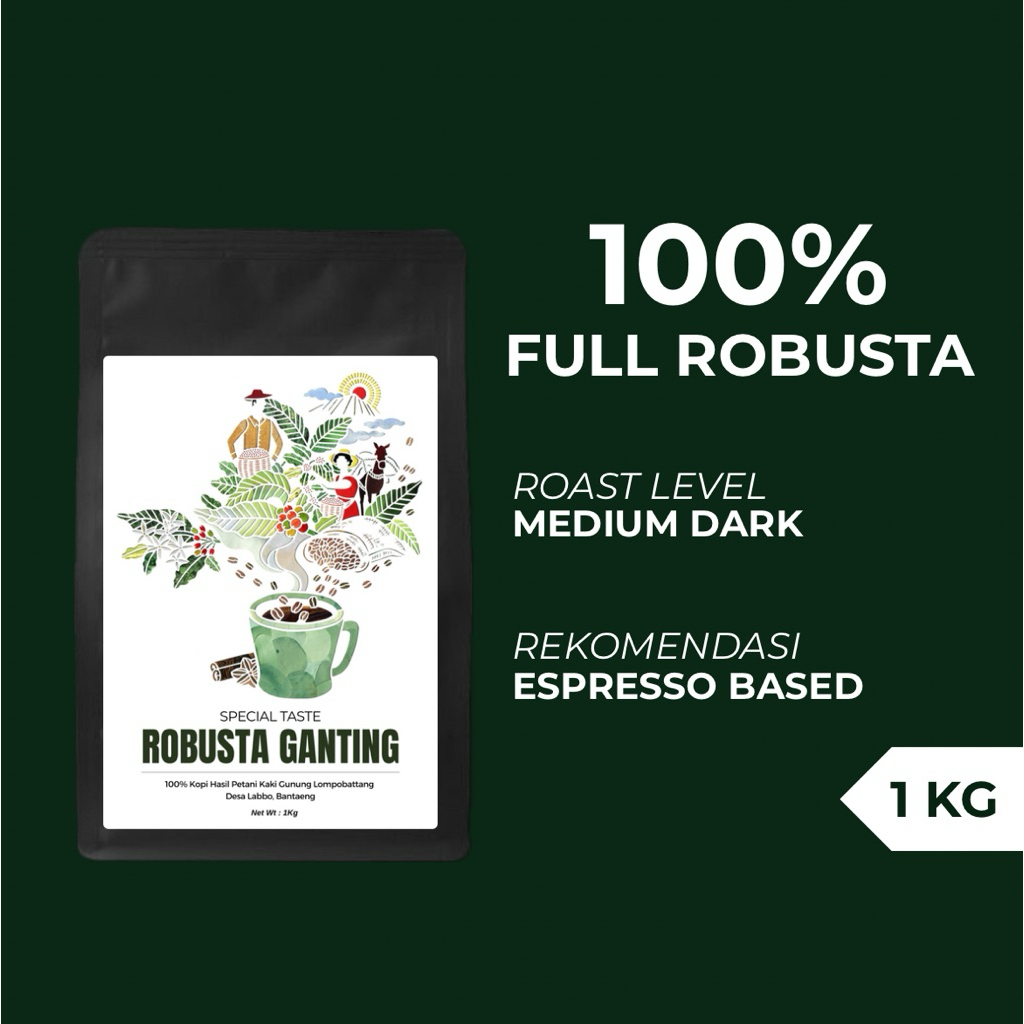 

Roasted Beans Kopi Robusta Premium | Kopi Ganting