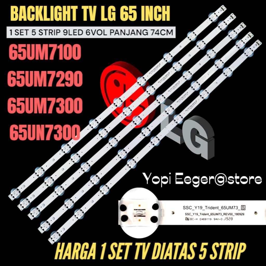 BACKLIGHT TV LED LG 65I INCH 65UM7300- 65UM7290- 65UM7100- 65UN7300 BACKLIGHT TV LED LG 65 INCH