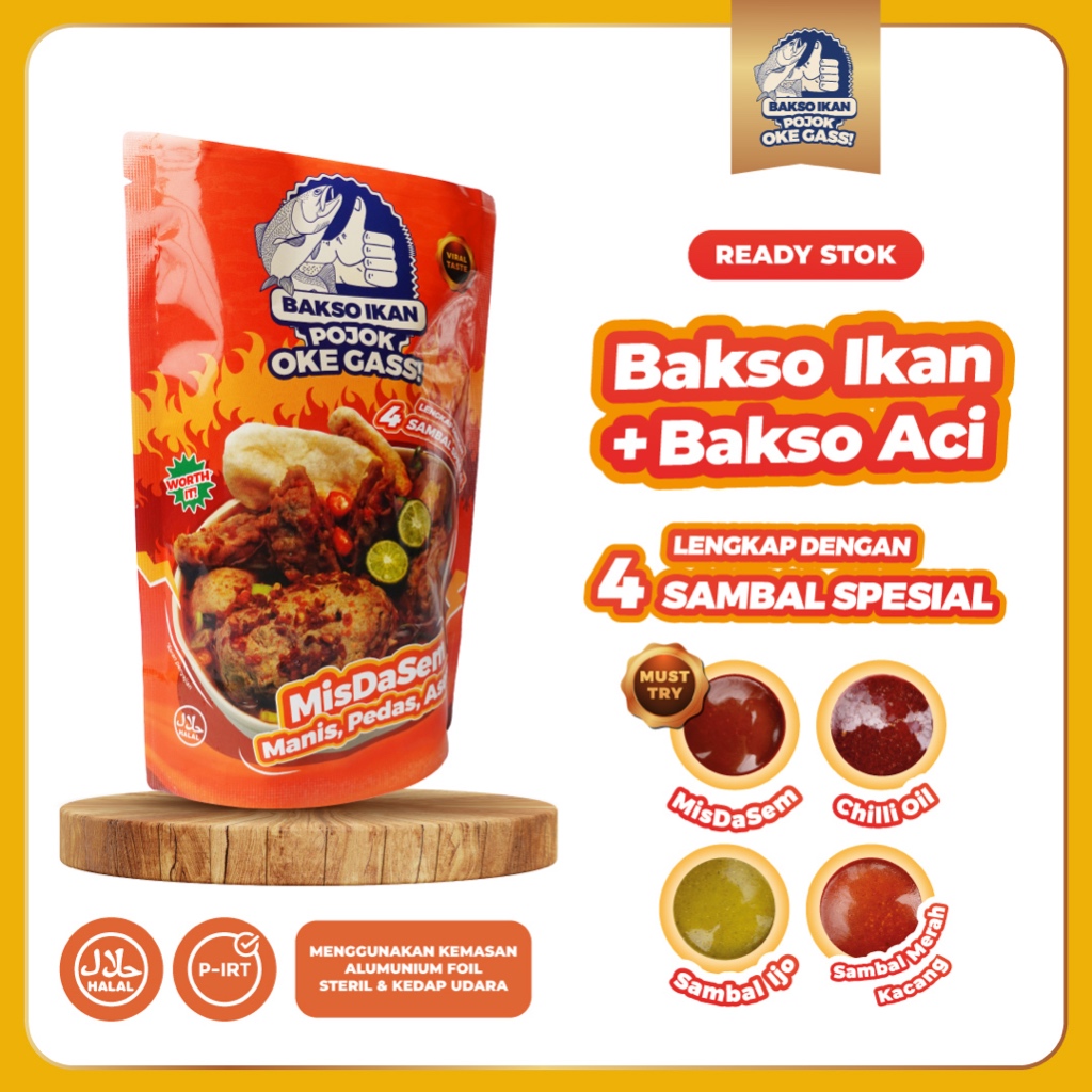 

Bakso Ikan Jumbo + Bakso Aci + Cuanki (Lengkap dengan 4 Sambal Spesial)