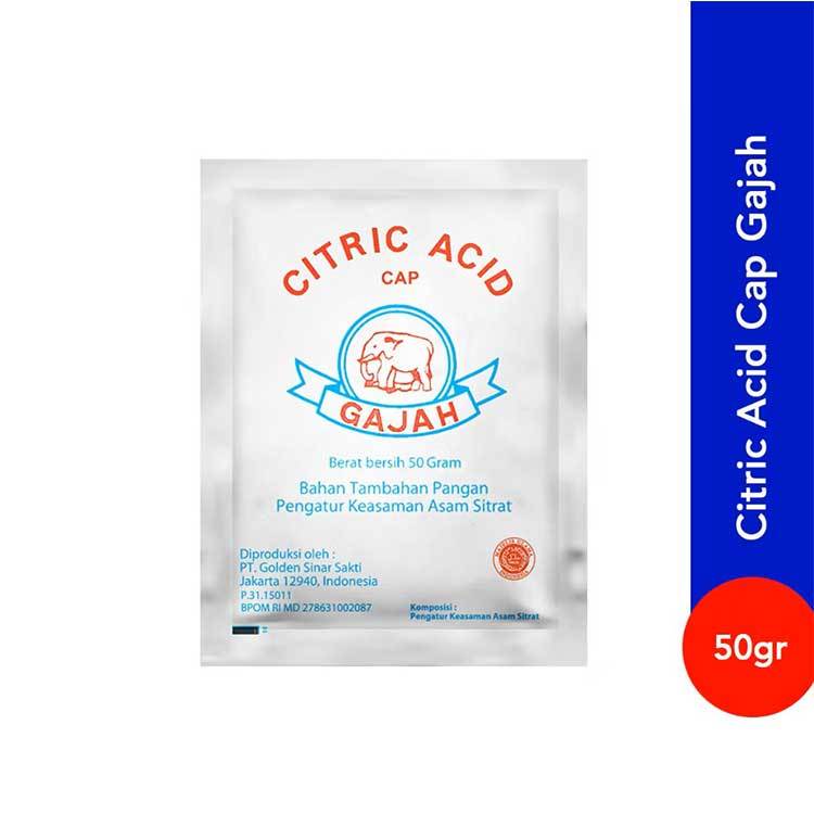 

Sitrun Cap Gajah 50Gr Citric Acid Murni Food Grade BPOM Halal Murah Harga Promo