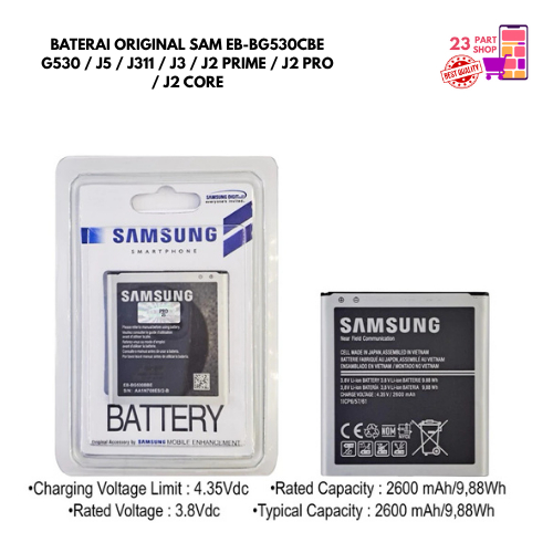BATERAI ORIGINAL SAMSUNG EB-BG530CBE / G530 / J5 / J311 / J3 / J2 PRIME / J2 PRO / J2 CORE