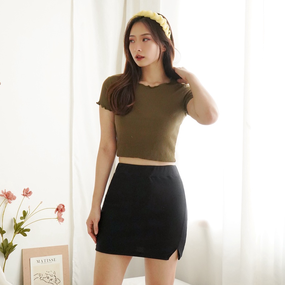 Mini Skirt Rok Span Pendek Rok Knit Skirt Hitam 242