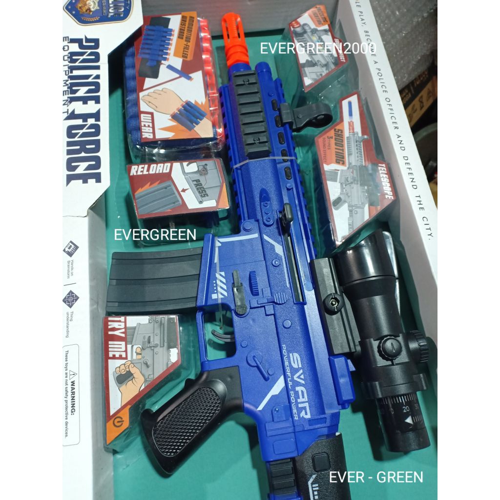 Mainan Tembak Tembakan Nerf (Peluru Busa) 416 PLC FORCE Kokang sistem - Eva Soft Blaster (fiture : S