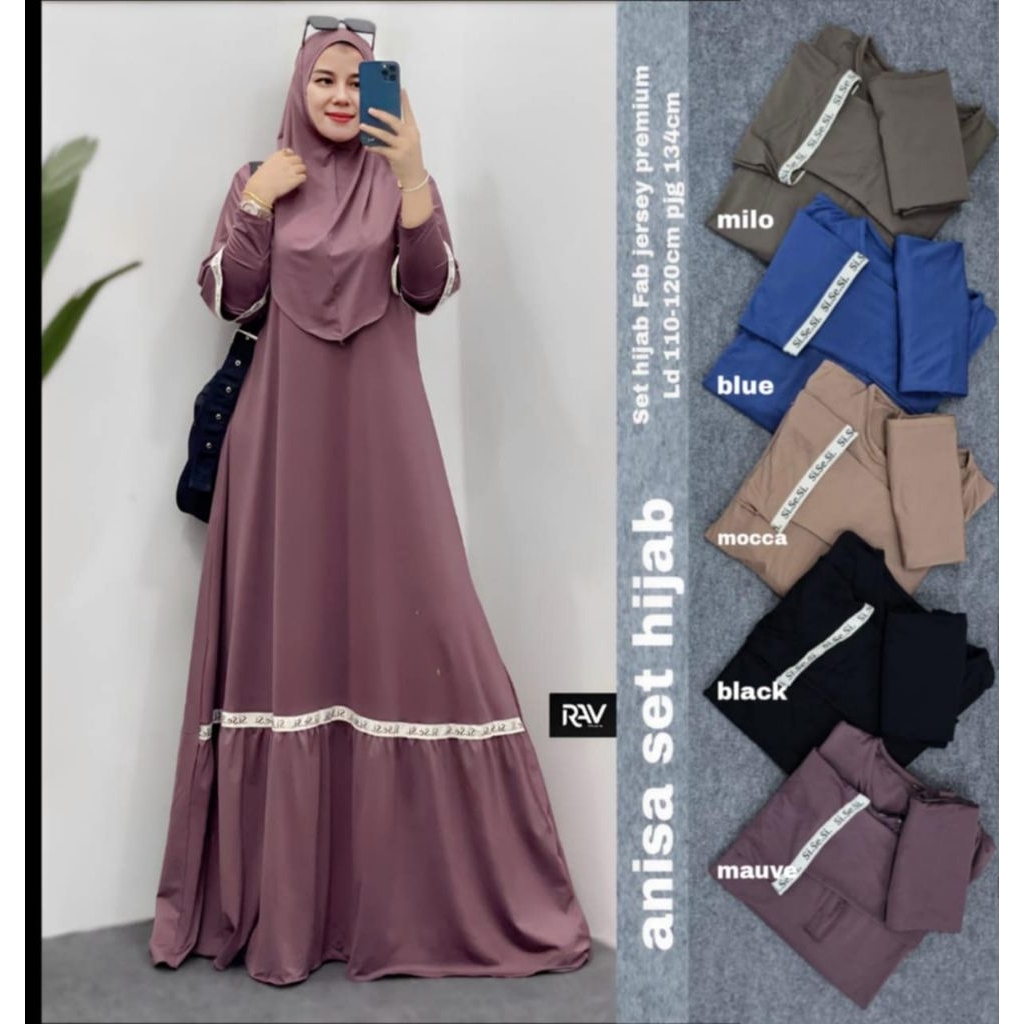Anisa Dress Wanita Set Hijab Bahan Jersey by Valent