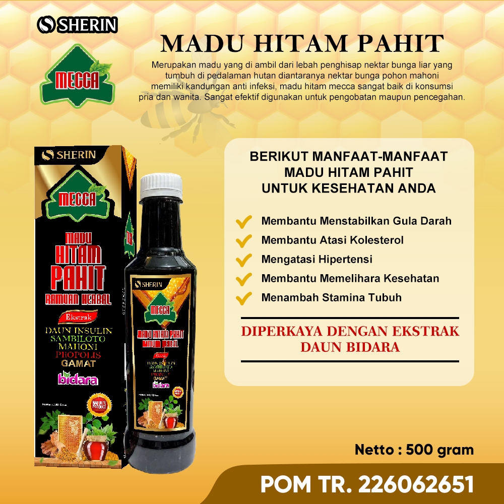 SHERIN MECCA Madu Hitam Pahit Insulin Gamat Sambiloto Bidara