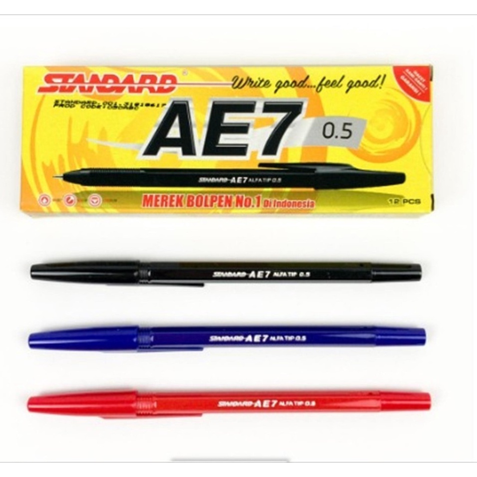 

12PCS Ballpoint Standard AE7 1Pak Pulpen Standart 5